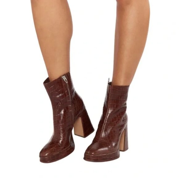 NEW  DOLCE VITA Lochly Leather Heel Booties Walnut for women 663mn - Picture 11 of 14